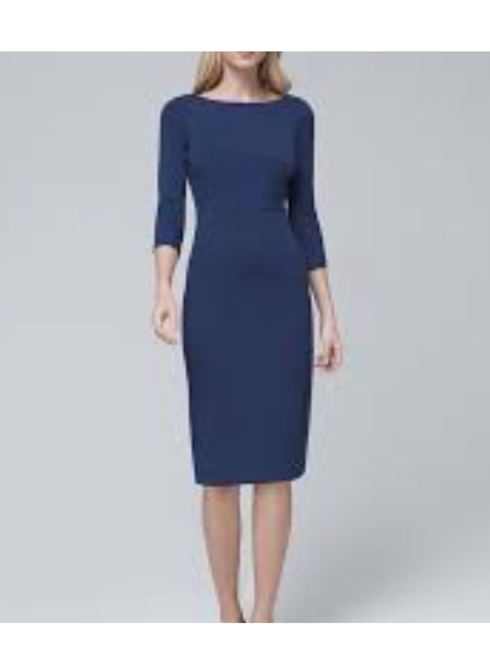 WHBM Blue sheath dress with 3/4 sleeves Size 4 - Picture 2 of 8